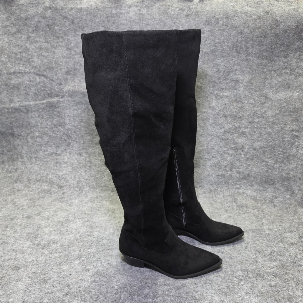 Rebecca‎ Minkoff Womens Jenni OTK Boots Faux Suede Black 6M Pointed Toe Zip